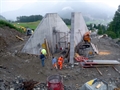 Betonarbeiten am Auslaufbauwerk des Geschiebesammlers