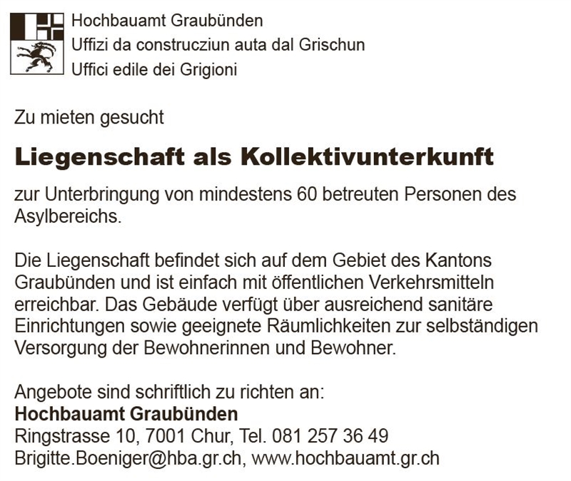 Inserat Kollektivunterkunft
