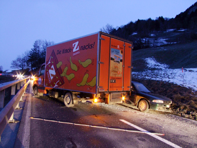 Unfallendlage in Richtung Flims gesehen