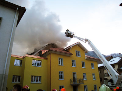 Brand im alten Dorfteil von Thusis