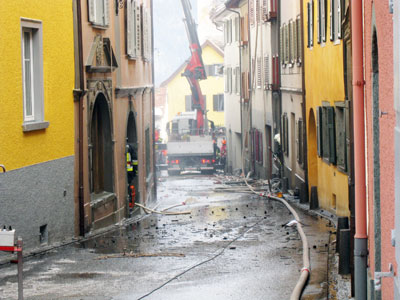 Brand im alten Dorfteil von Thusis