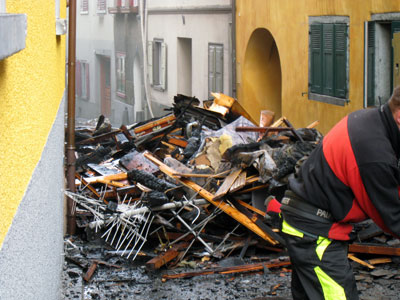 Brand im alten Dorfteil von Thusis