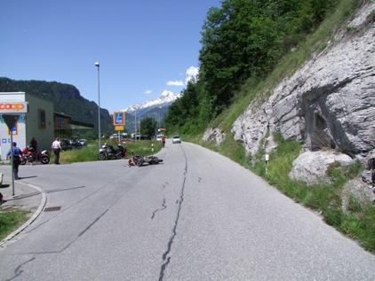 Endlage des beschädigten Motorrades