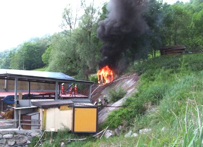 Transformatorenbrand in Saas im Prättigau