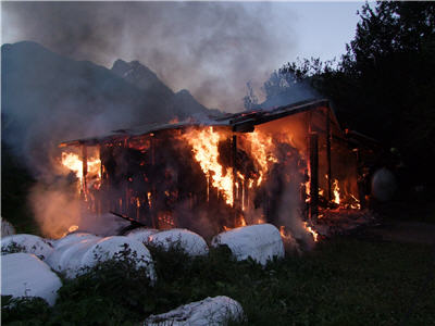 Brand der alten Drescherei