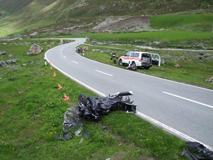 Endlage des verunfallten Motorrades