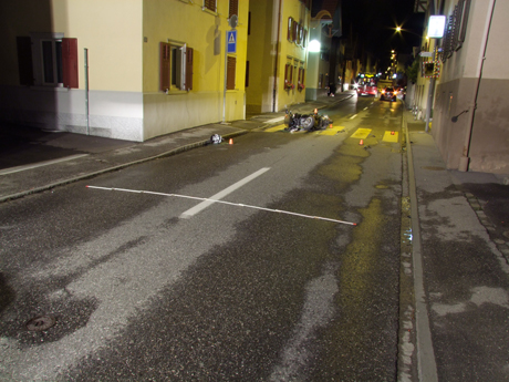 Die Lage des Rollers nach der Kollision