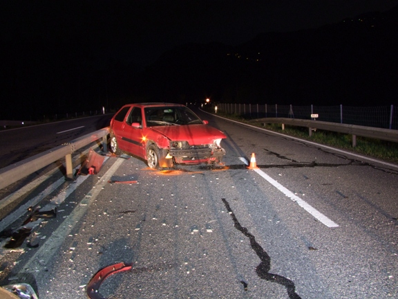 Endlage des auf der A13 zurückgelassenen Fahrzeuges