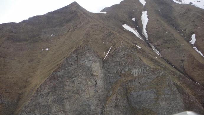 Übersichtsaufnahme der Absturzstelle am Falknis