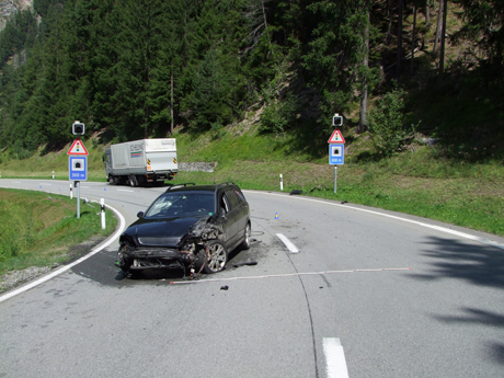 Endlage des Verkehrsunfalles bei Riom