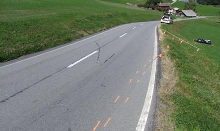 Endlage des verunfallten Motorrades