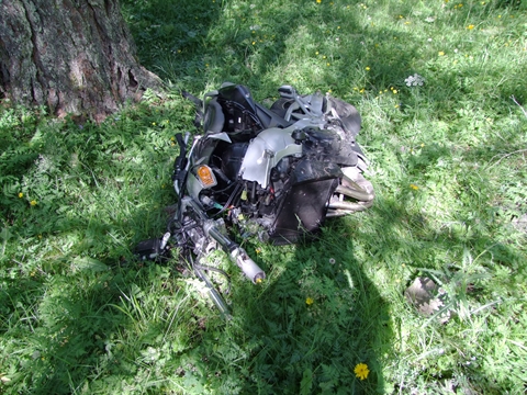 Das Motorrad wurde total beschädigt