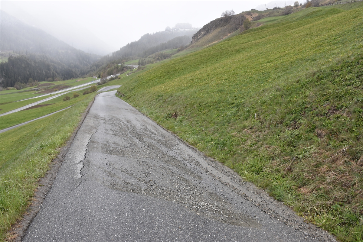 Unfallstelle talwärts