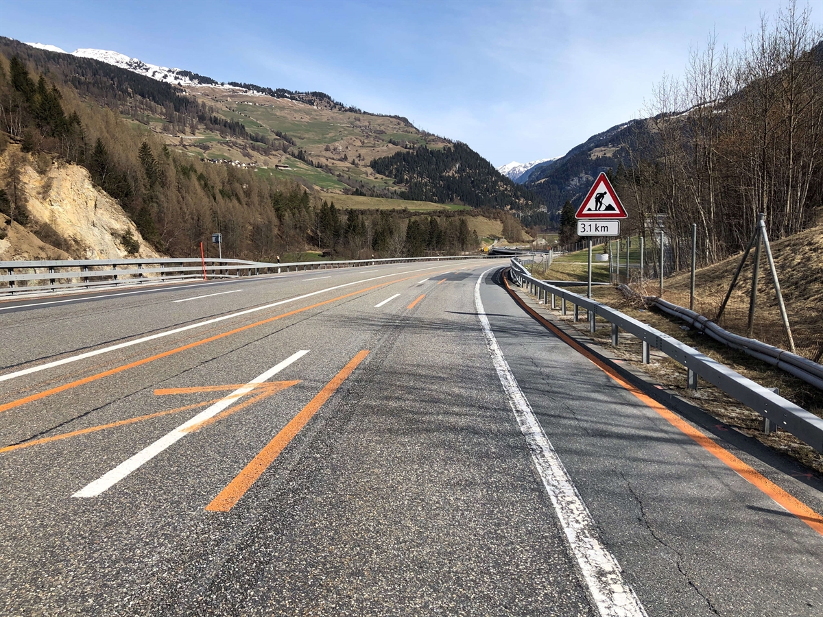 Stelle auf der A13, an der das Radargerät aufgestellt war, Blickrichtung Norden