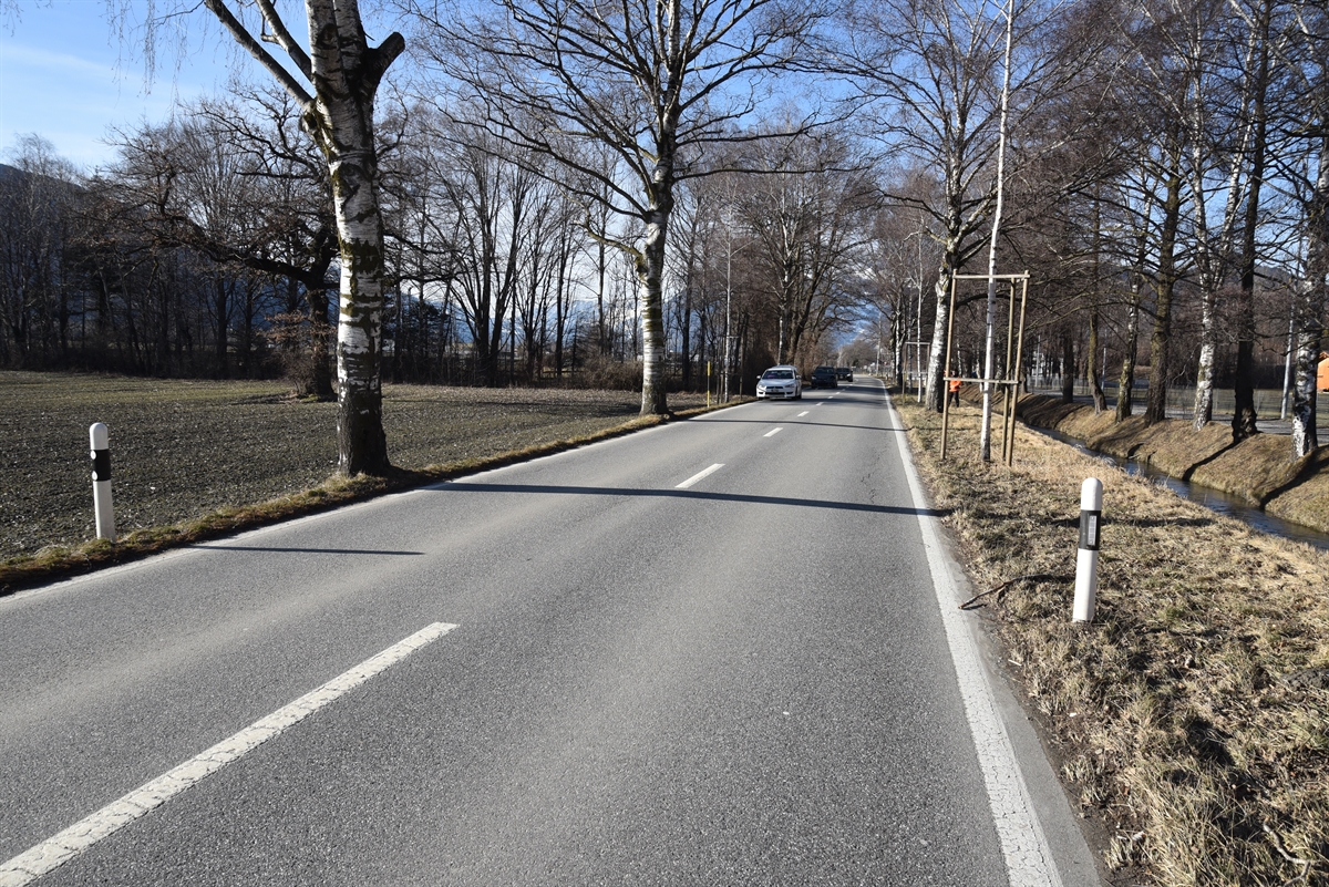 Unfallstelle auf der Luzisteigstrasse in Richtung Maienfeld
