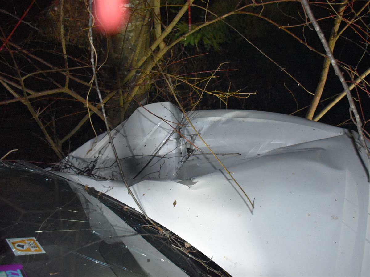 Vergangene Nacht kurz vor 1 Uhr ist auf der Hauptstrasse in Tavanasa ein rund 80 mal 60 Zentimeter grosser Stein auf ein in Richtung Trun fahrendes Auto gefallen. Dieses geriet ausser Kontrolle und kam von der Strasse ab. 
