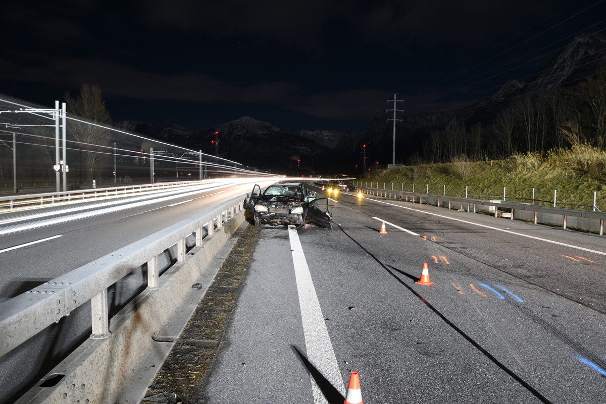 Unfallsituation Autobahn bei Trimmis Richtung Landquart