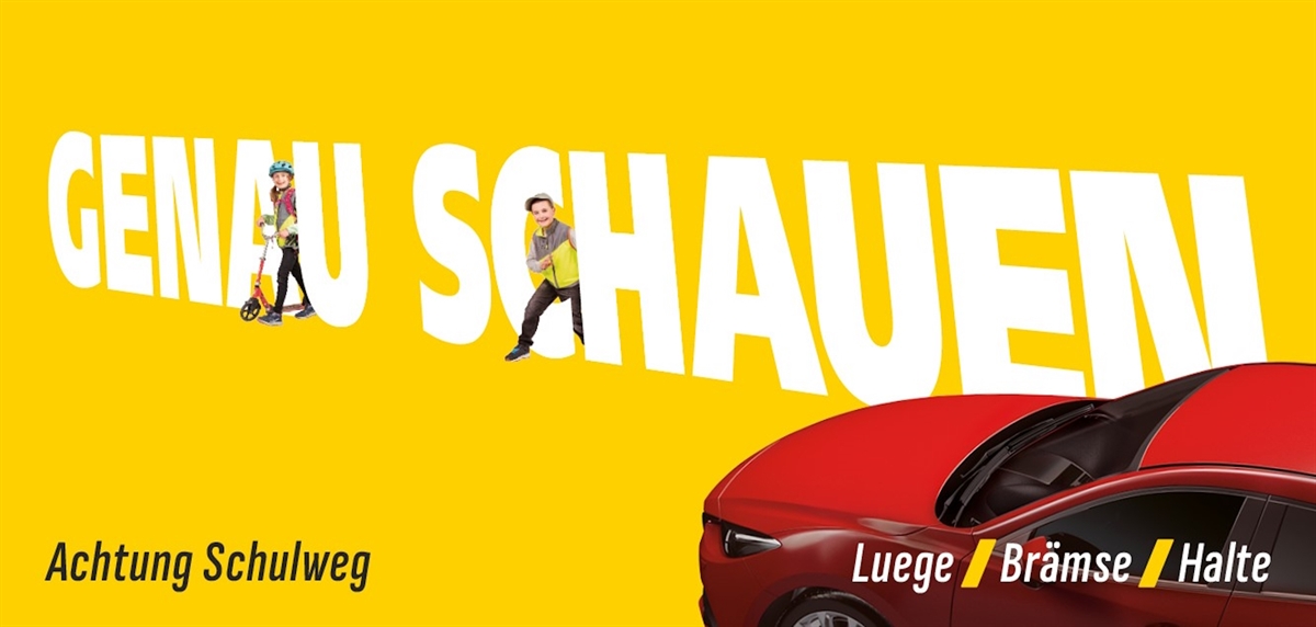 Das offizielle Plakat der Kampagne genau schauen. Luege - Brämse - Halte