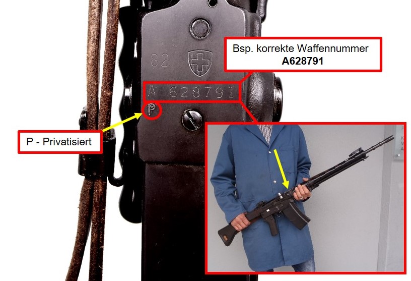 Sturmgewehr 57 (Bsp. A628791, Nummer oben auf dem Stgw zu finden)