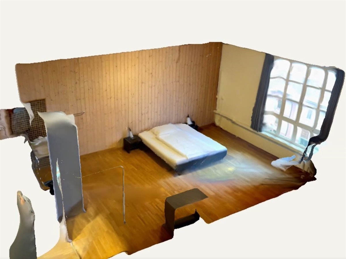 Scan eines Raumes mit Bett