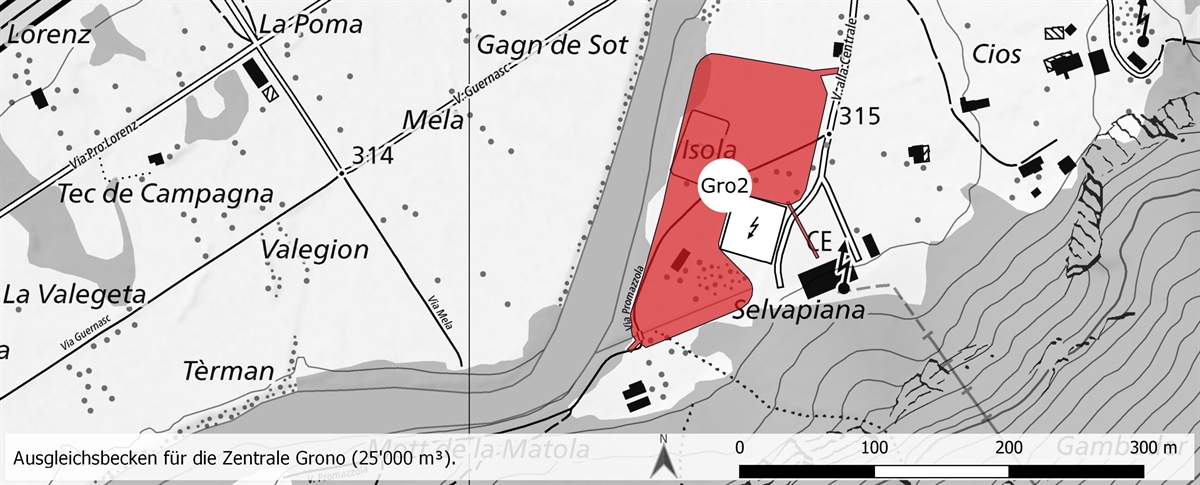 Karte Variante Ausgleichsbecken Grono