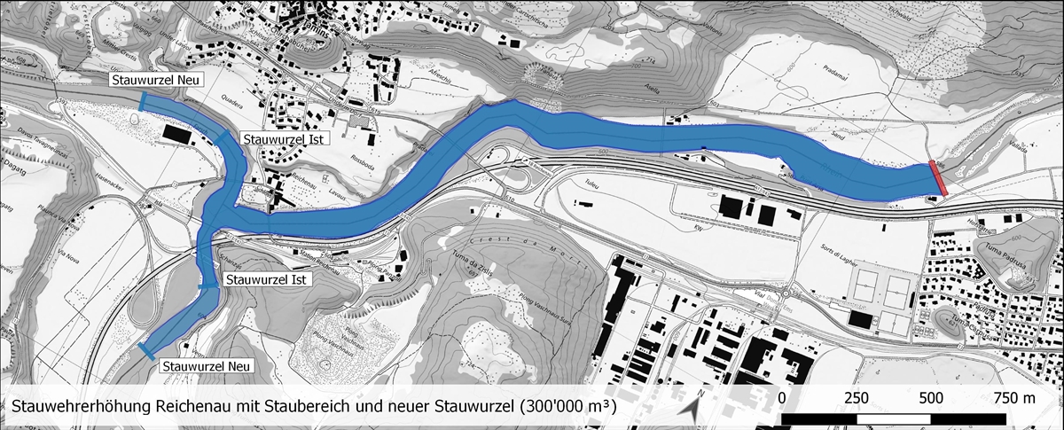 Karte Variante Stauwehrerhöhung Reichenau