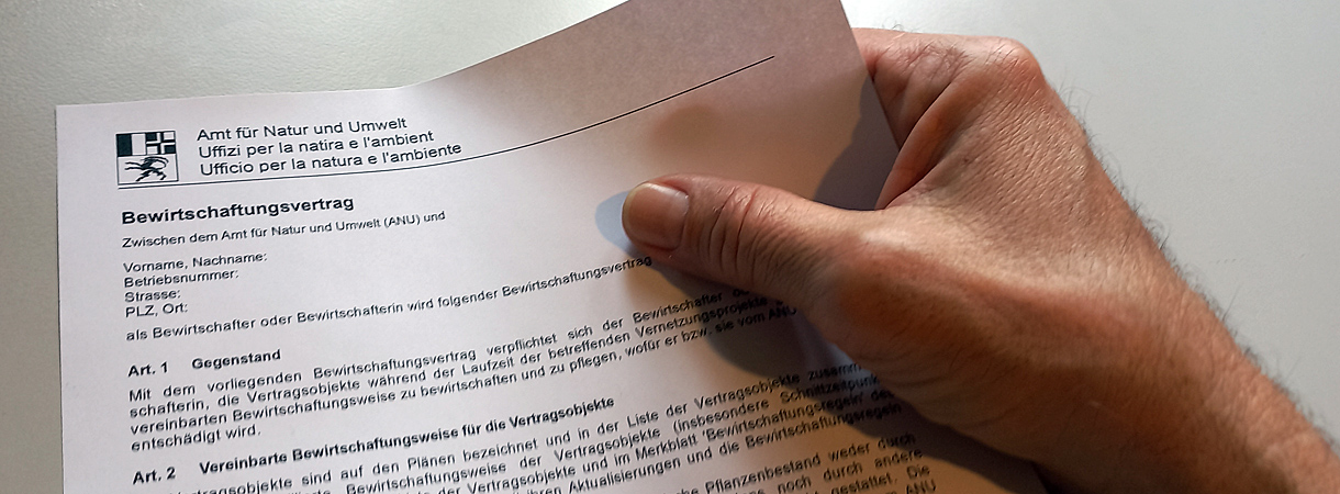 Bewirtschaftungsvetrag in Papierform