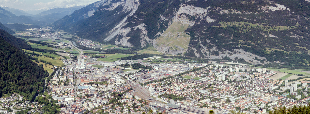 Blick auf Chur in Richtung Surselva