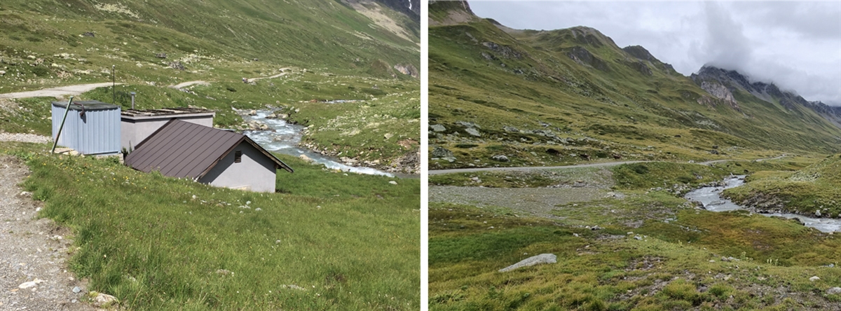 Links das Turbinenhaus vor dem Rückbau. Rechts: der Bereich des Turbinenhauses nach dem Rückbau.